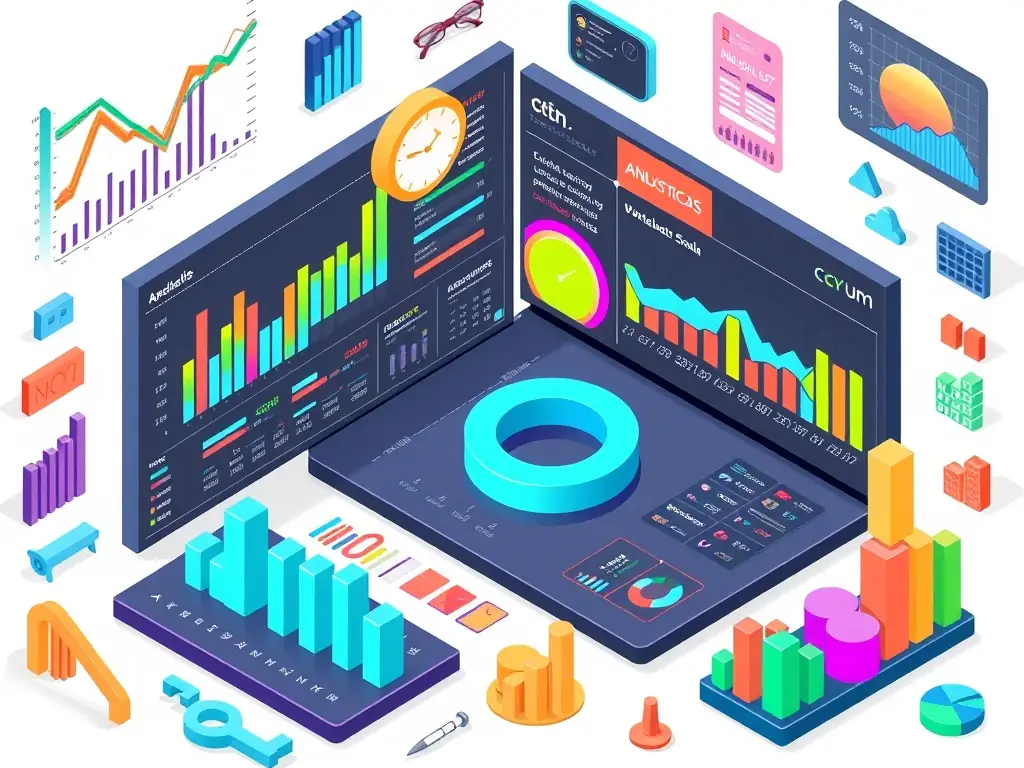 An image of a digital marketing campaign dashboard with analytics and lead generation visuals.